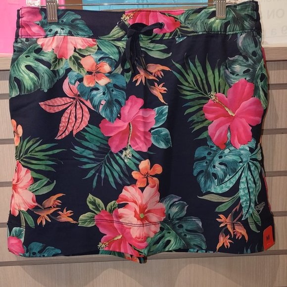 Speedo Womens Woven Swim Skort Skirt floral Navy Blue - Picture 3 of 8